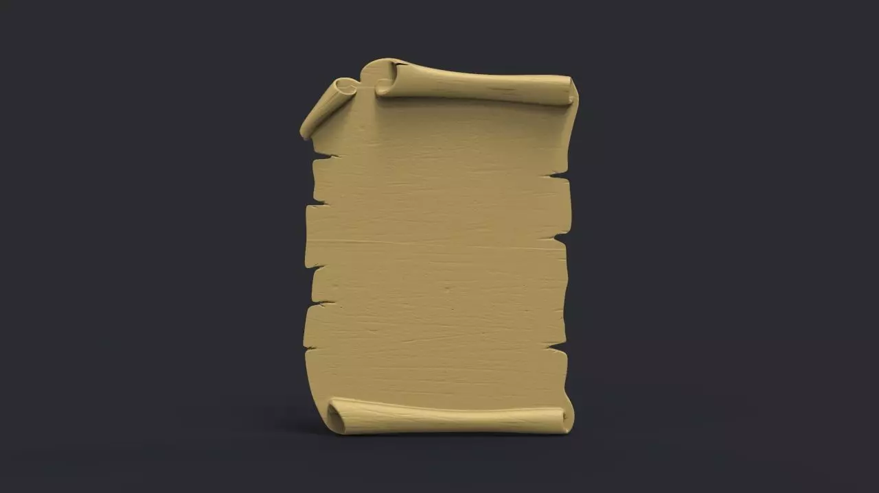 Parchment wooden scroll 3D print model_0