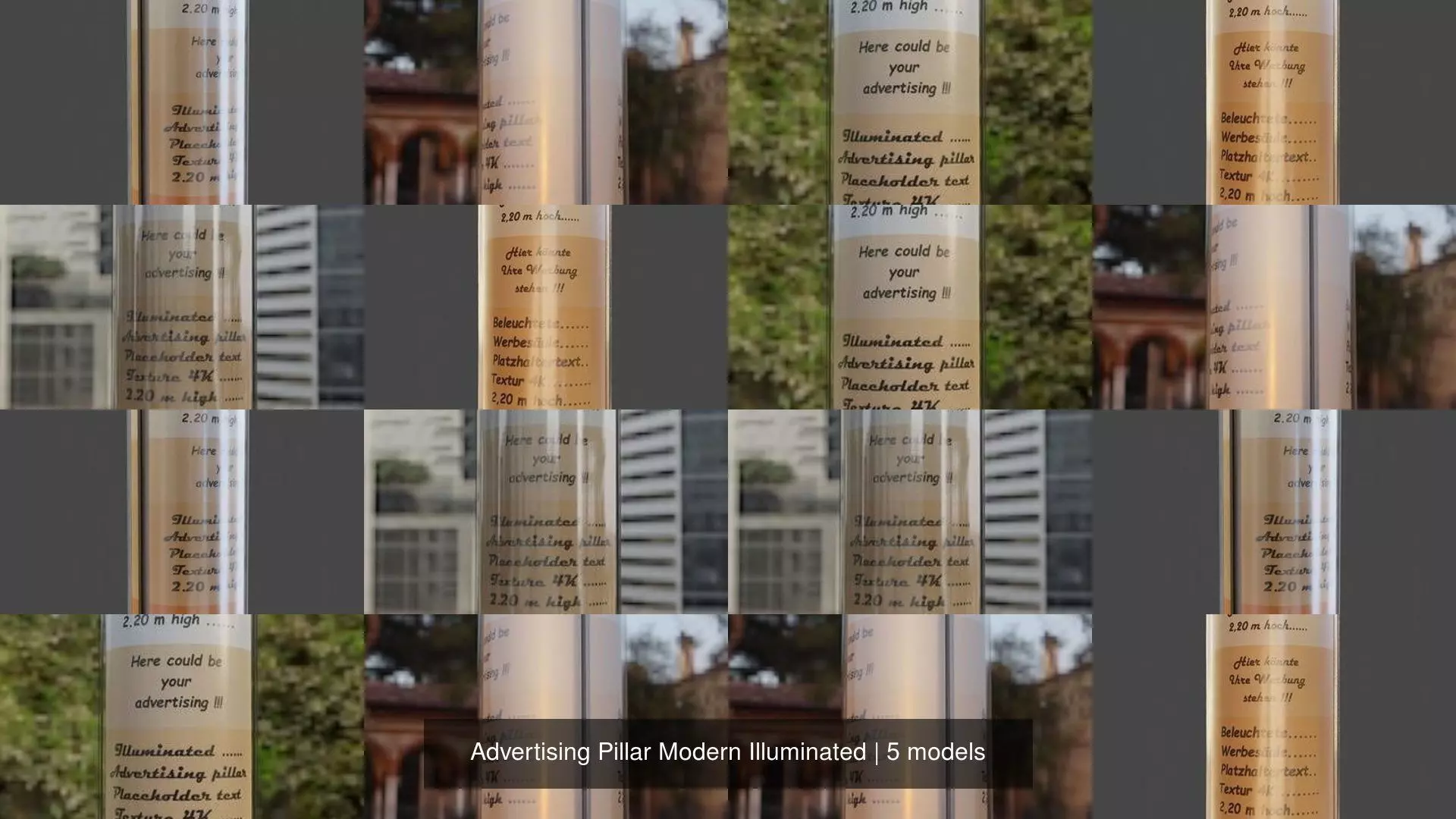 Advertising Pillar Modern Illuminated 3D Model Collection_0