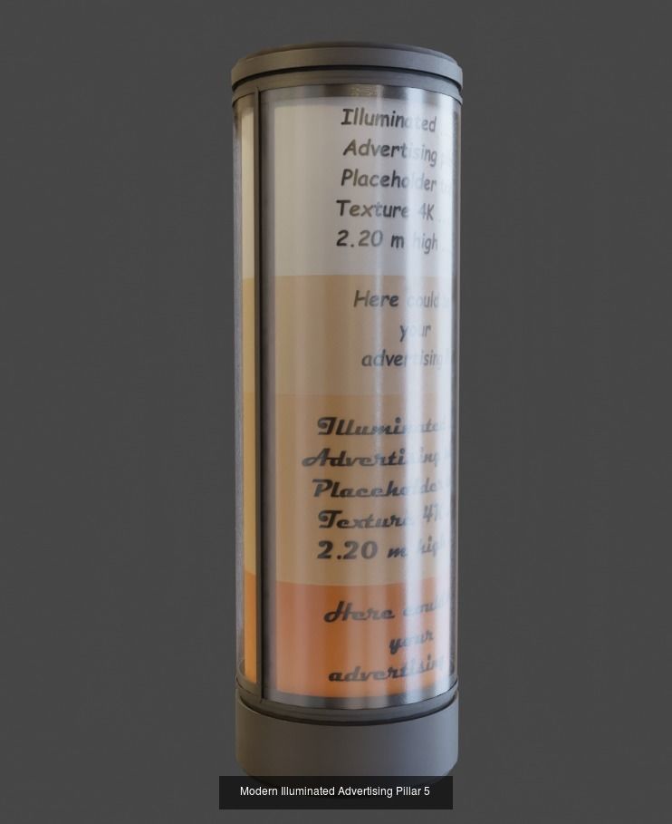 Advertising Pillar Modern Illuminated 3D Model Collection_1