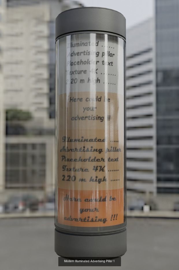 Advertising Pillar Modern Illuminated 3D Model Collection_5