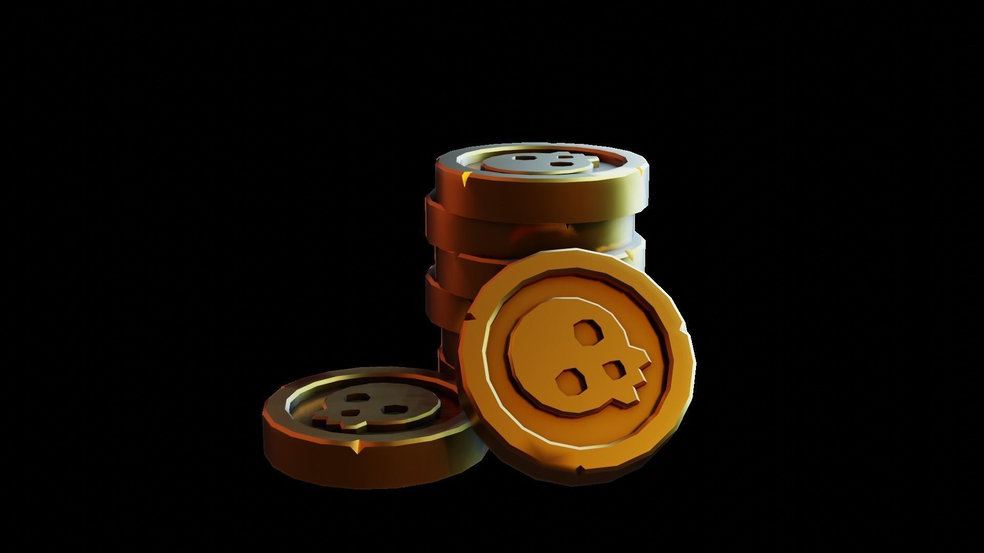 Low Poly Treasure Chest Coin Explosion animation Low-poly 3D model_11