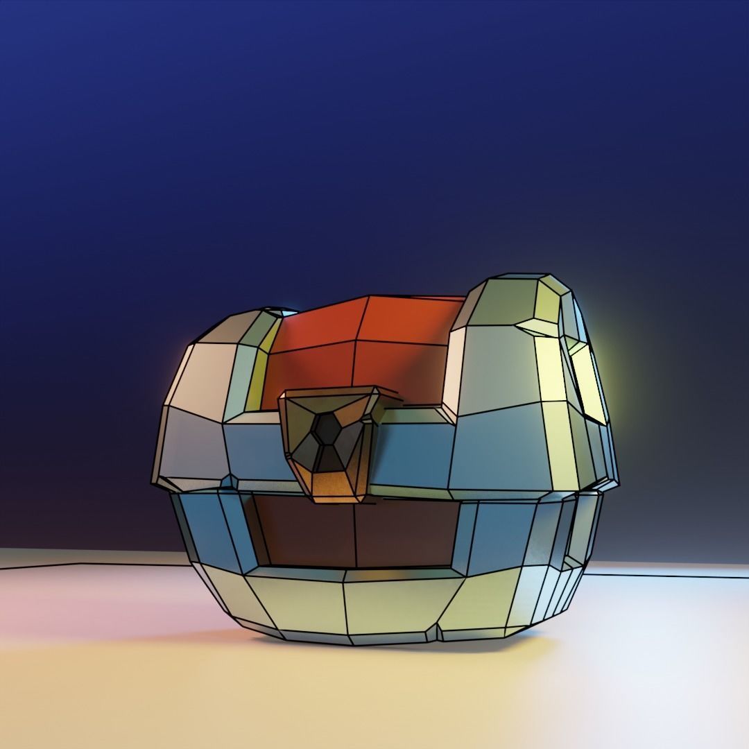 Low Poly Treasure Chest Coin Explosion animation Low-poly 3D model_4