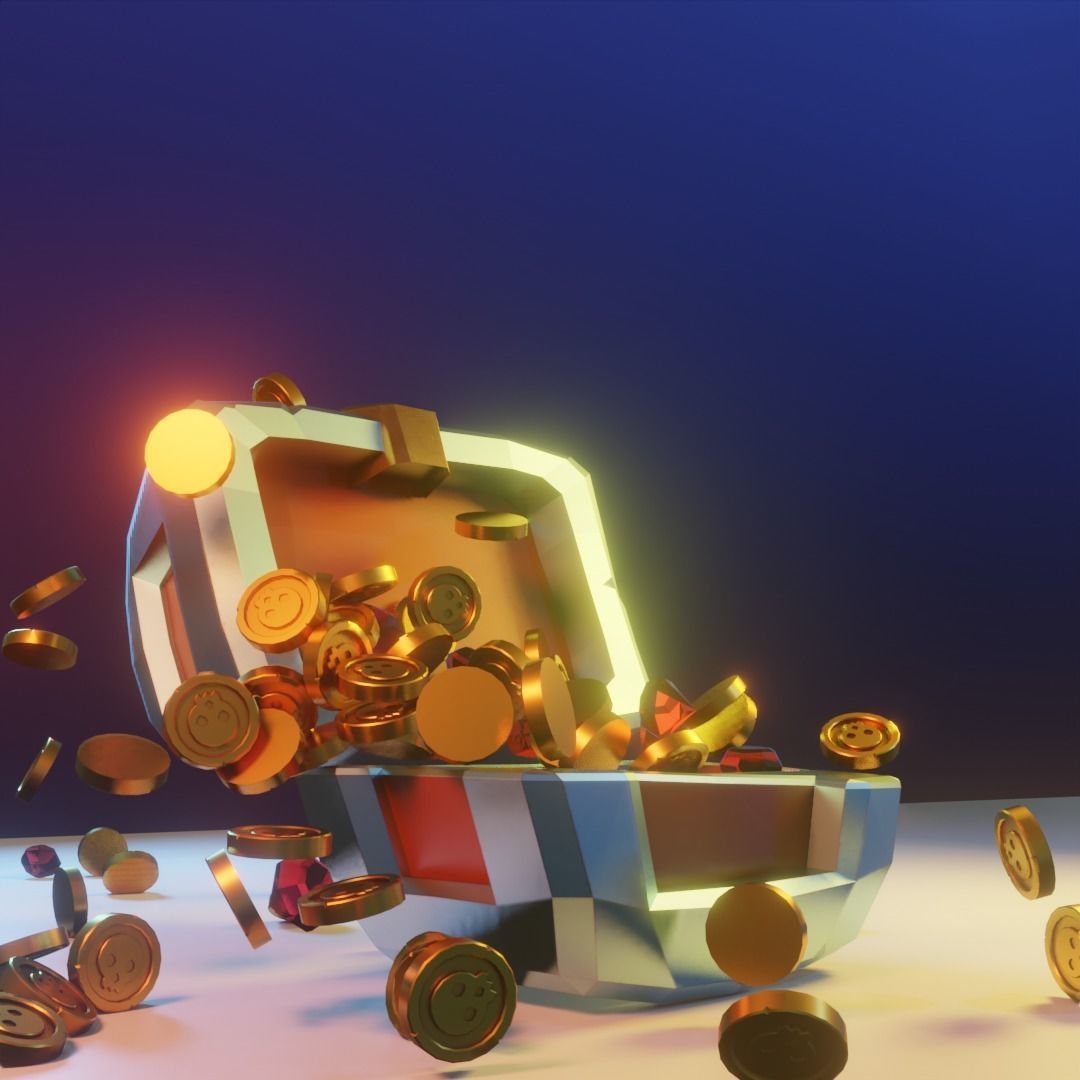Low Poly Treasure Chest Coin Explosion animation Low-poly 3D model_13