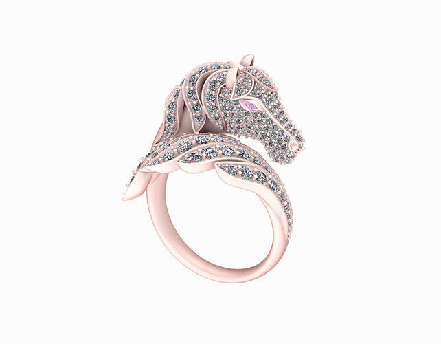horse ring jewelry 3D print model
