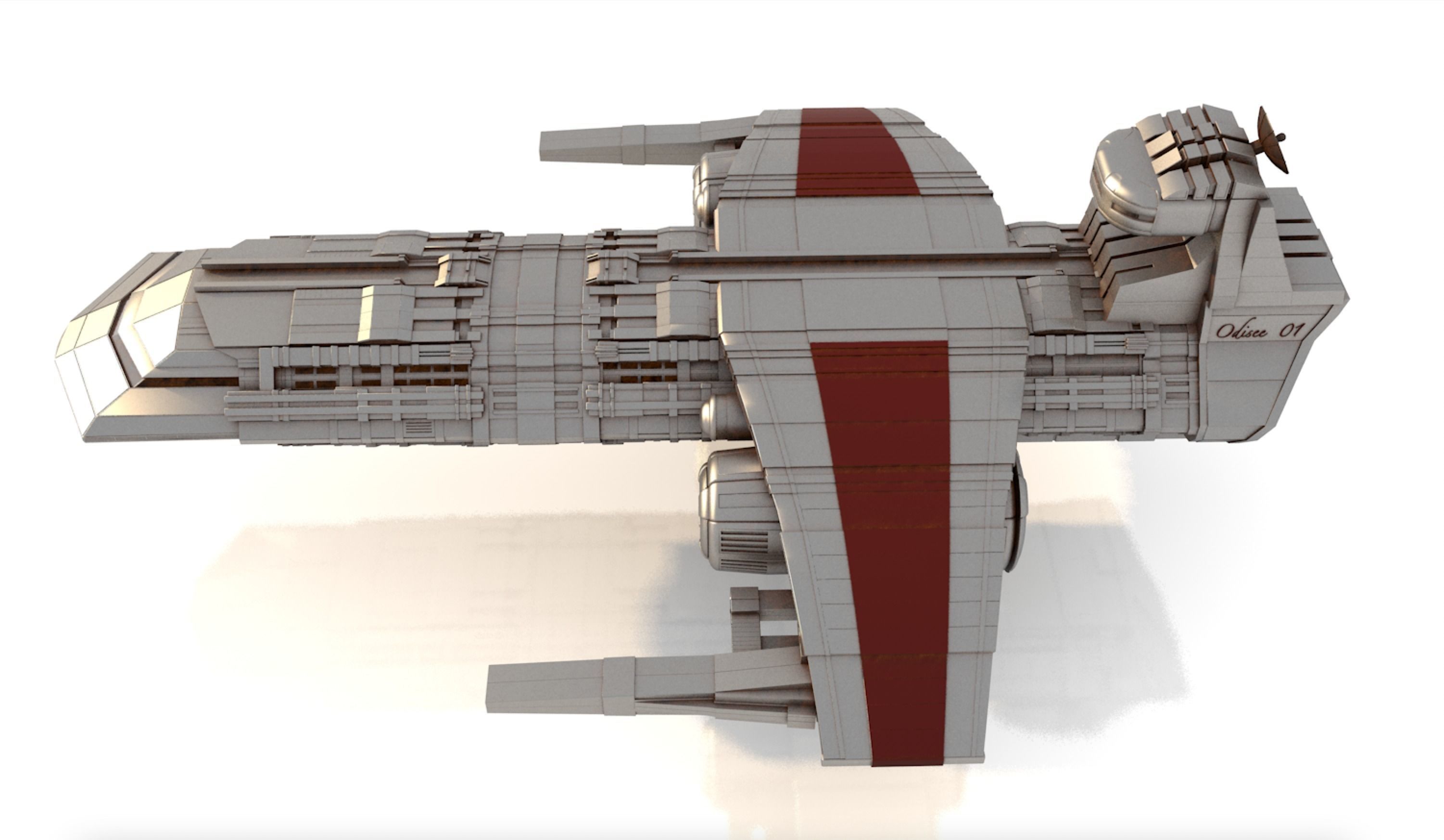ODYSSEY COMBAT SPACESHIP Low-poly 3D model_2