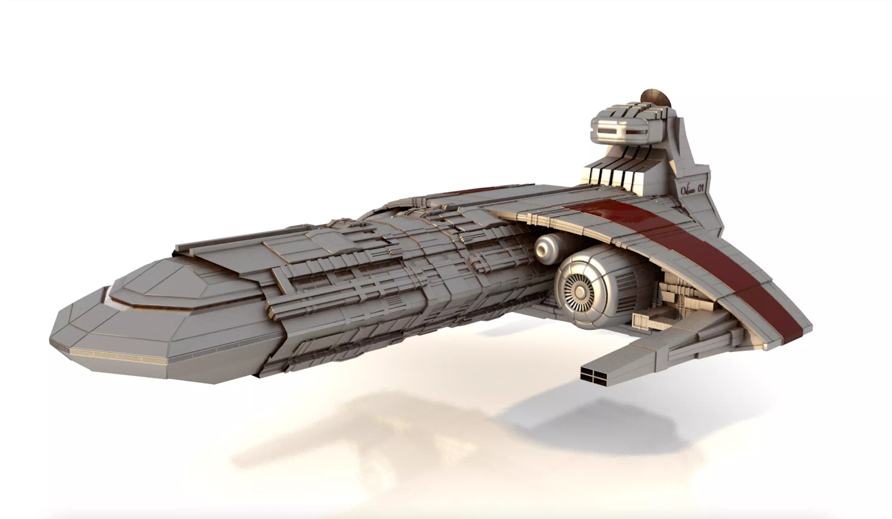 ODYSSEY COMBAT SPACESHIP Low-poly 3D model_0