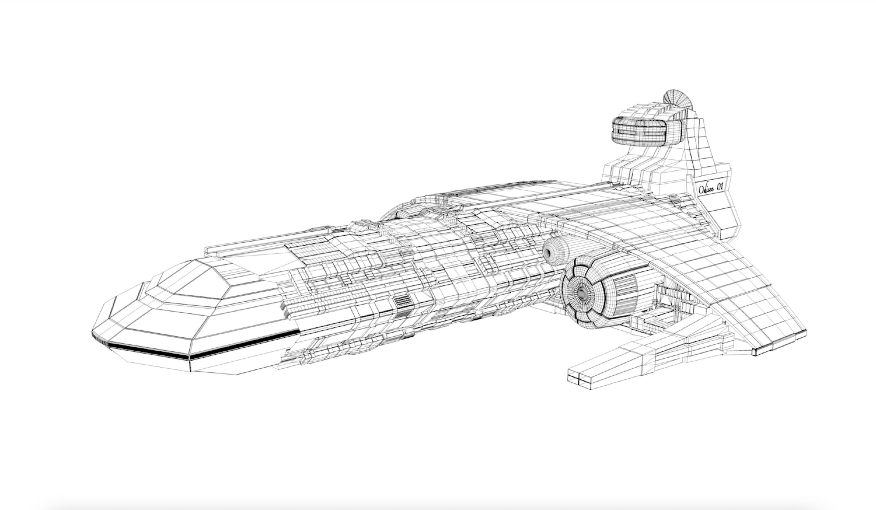 ODYSSEY COMBAT SPACESHIP Low-poly 3D model_8