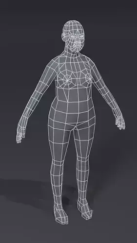 Female Body Fat Base Mesh  3D Model 1000 Polygons Low-poly 3D model