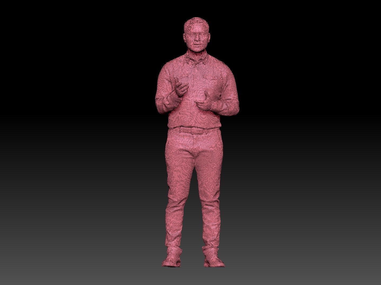 Handsome young man in shirt explaining smth 238 Low-poly 3D model_3