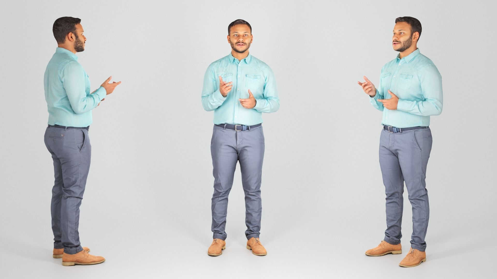 Handsome young man in shirt explaining smth 238 Low-poly 3D model_1