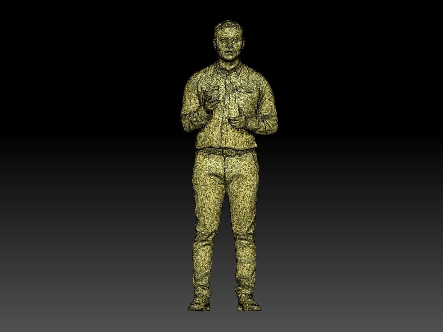 Handsome young man in shirt explaining smth 238 Low-poly 3D model_5