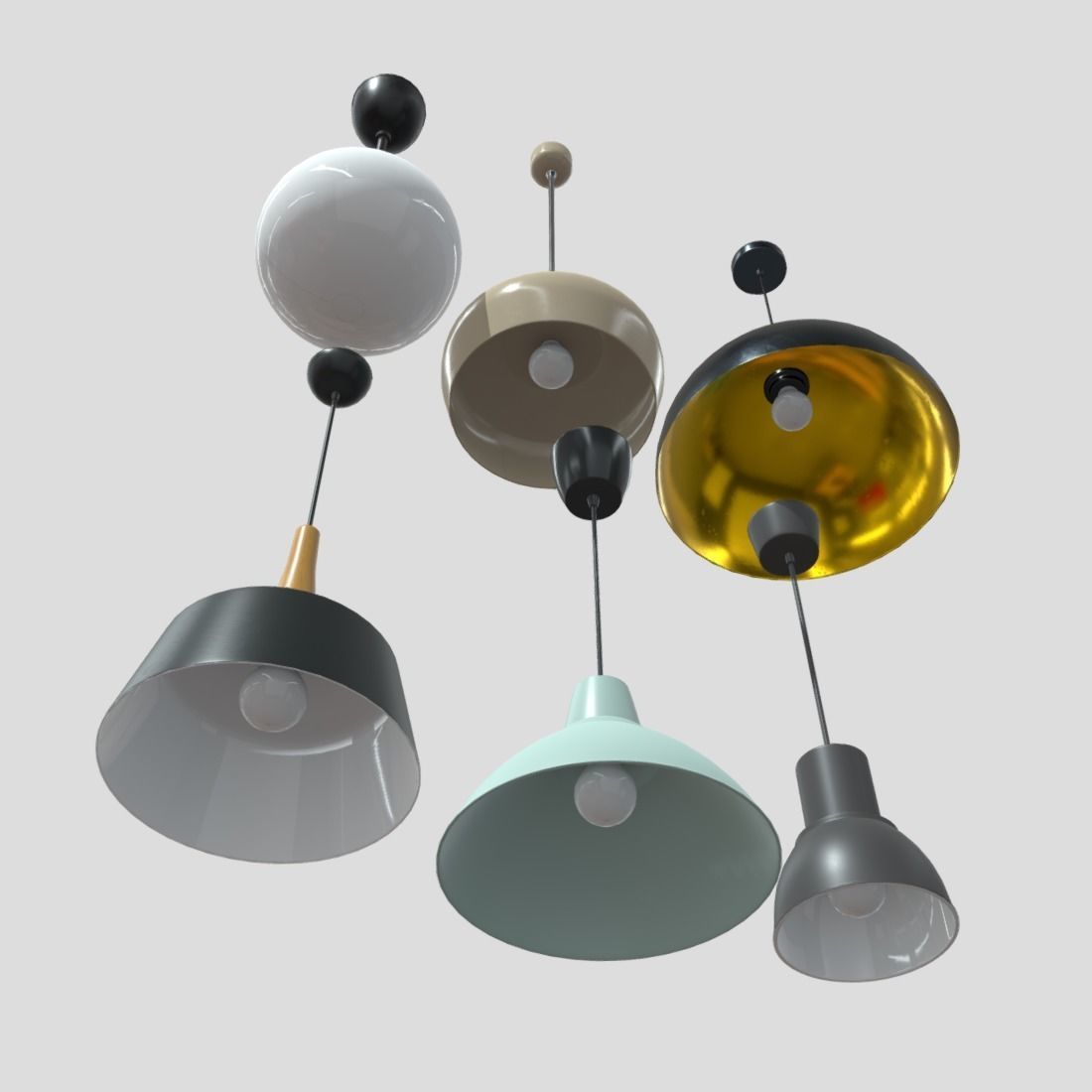 Ceiling Lamp Pack Low-poly 3D model_10