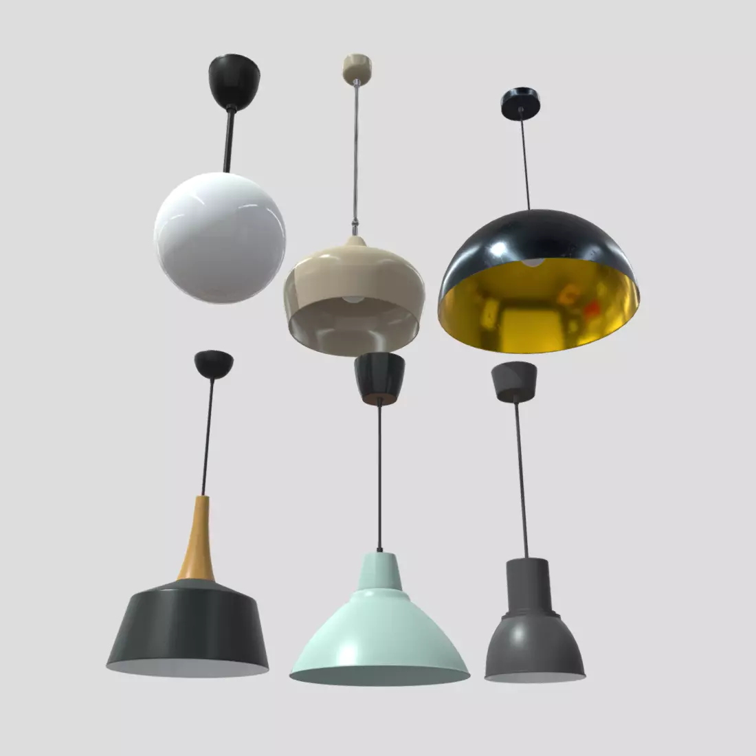 Ceiling Lamp Pack Low-poly 3D model_0