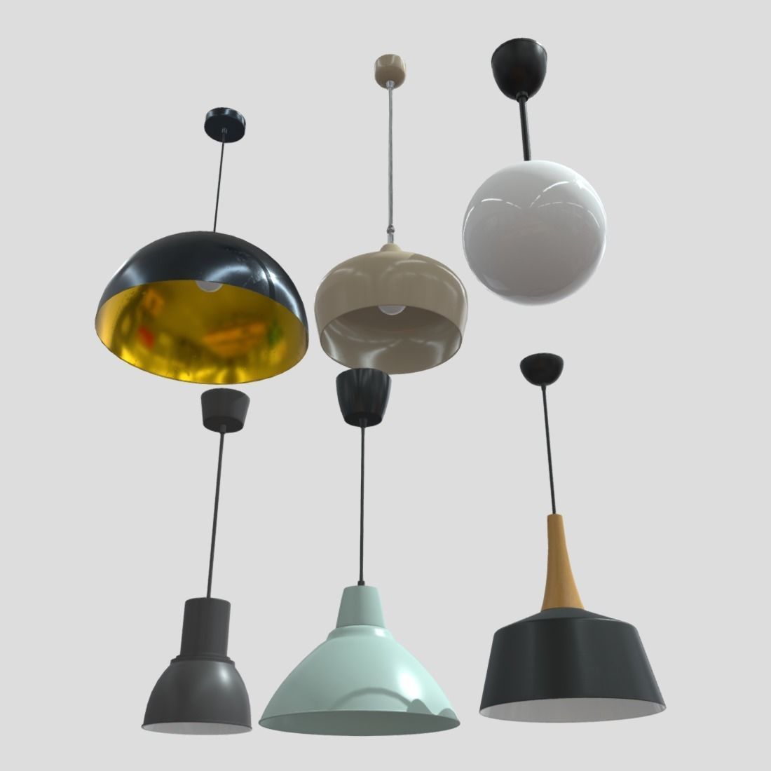 Ceiling Lamp Pack Low-poly 3D model_8