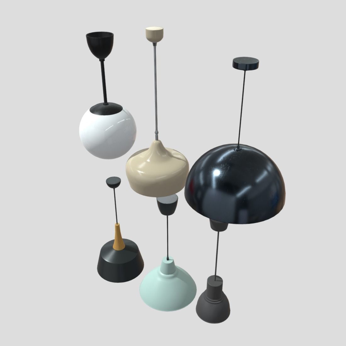 Ceiling Lamp Pack Low-poly 3D model_4