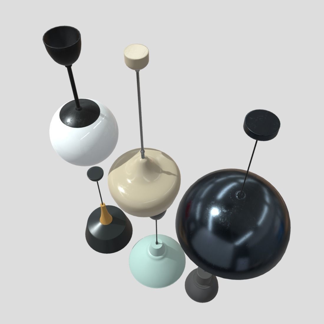 Ceiling Lamp Pack Low-poly 3D model_6