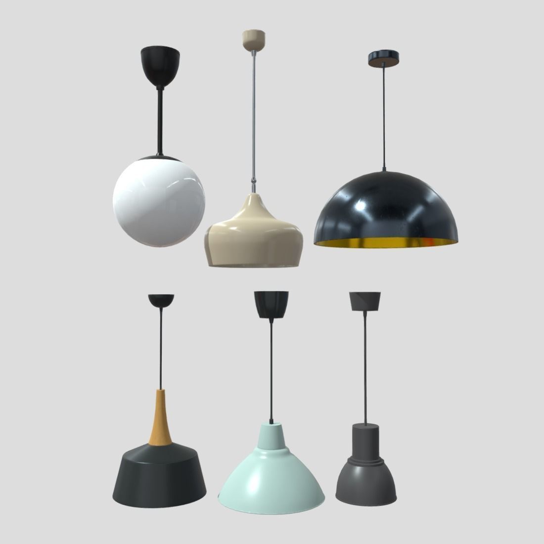 Ceiling Lamp Pack Low-poly 3D model_2