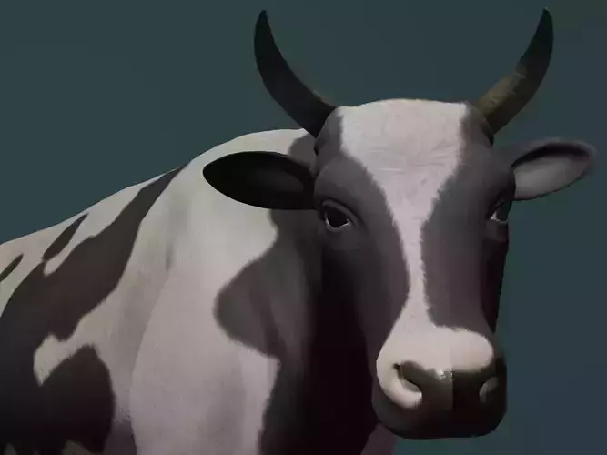 Cow 3D model with Fur Texture