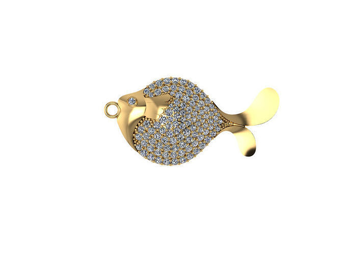 fish jewelry yellow gold 3D print model