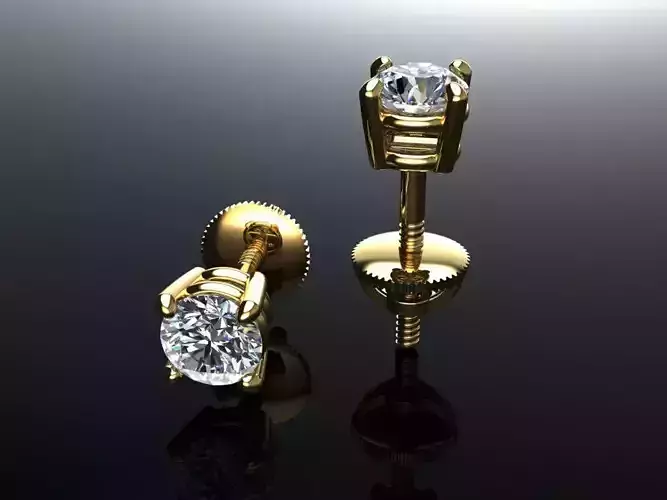 4-Prong Solitaire Earring 3MM50 3D print model
