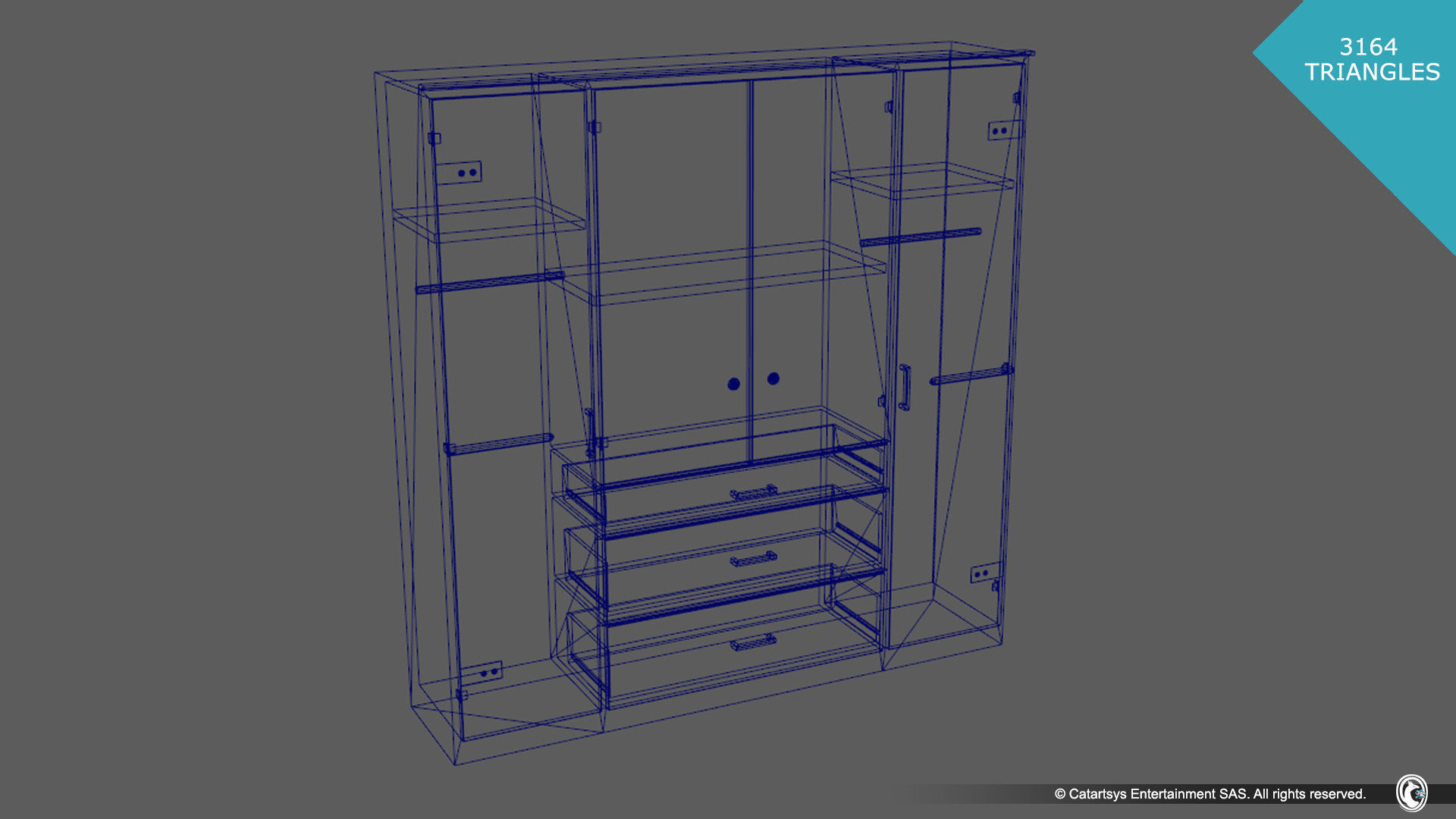 Wardrobe Cabinet Low-poly 3D model_3