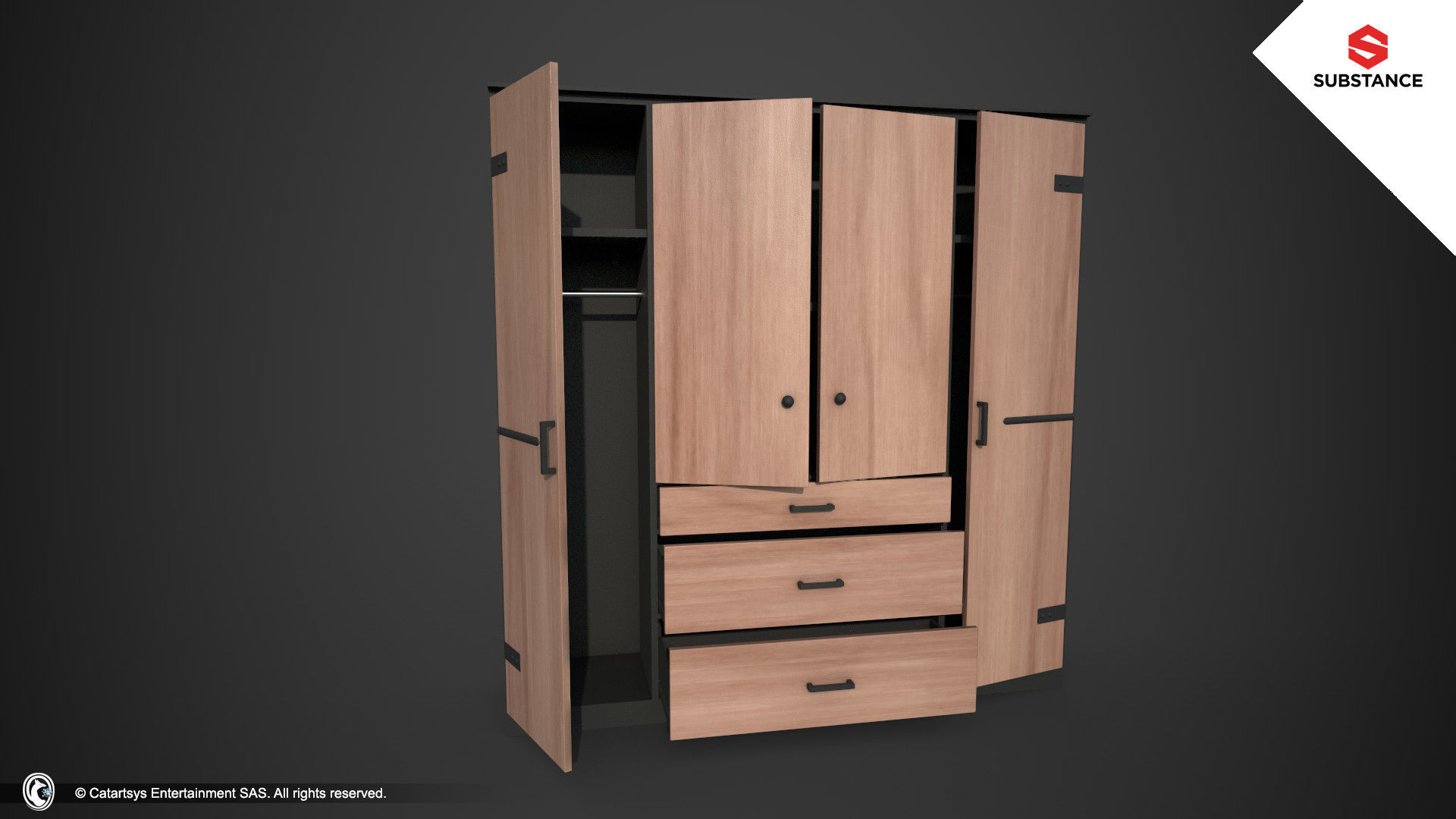 Wardrobe Cabinet Low-poly 3D model_2