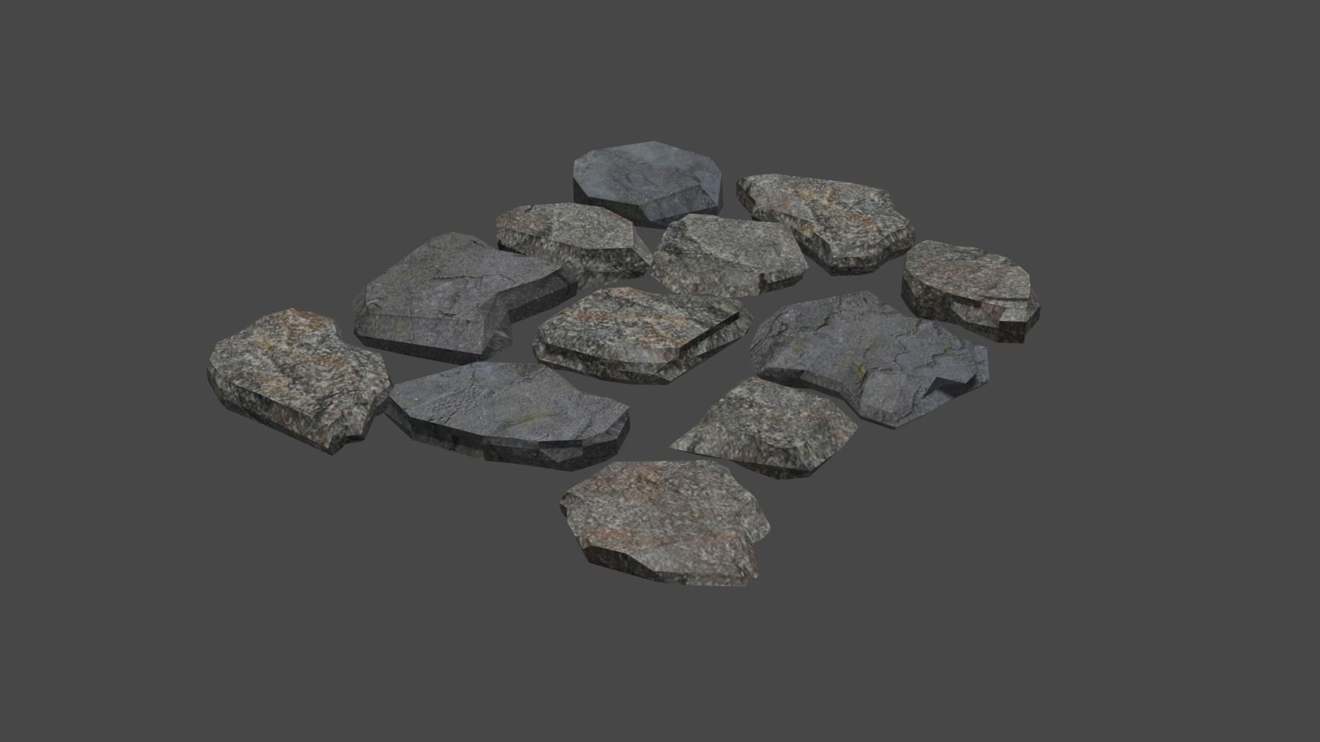 Low poly stone path Free low-poly 3D model_3