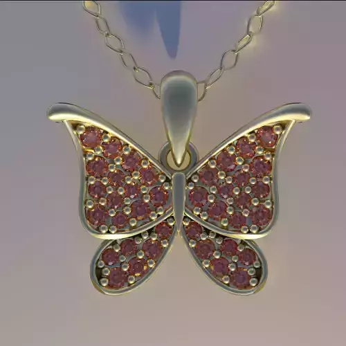 Buttefly Necklace Pendant w Diamonds