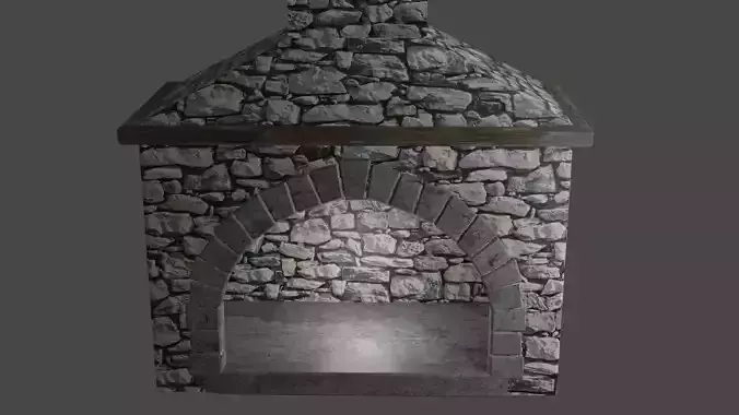 Fireplace Low poly stone with light