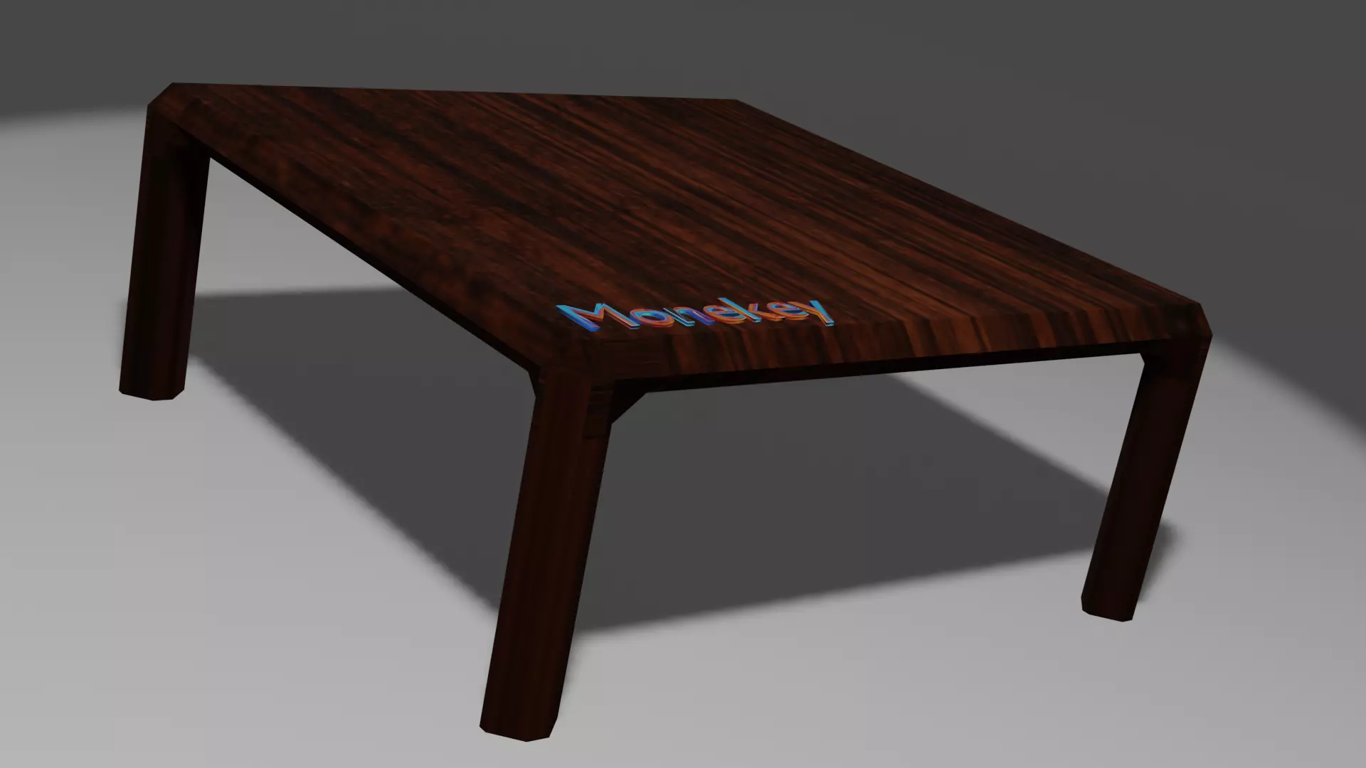 Table wooden with logo Free 3D model_0