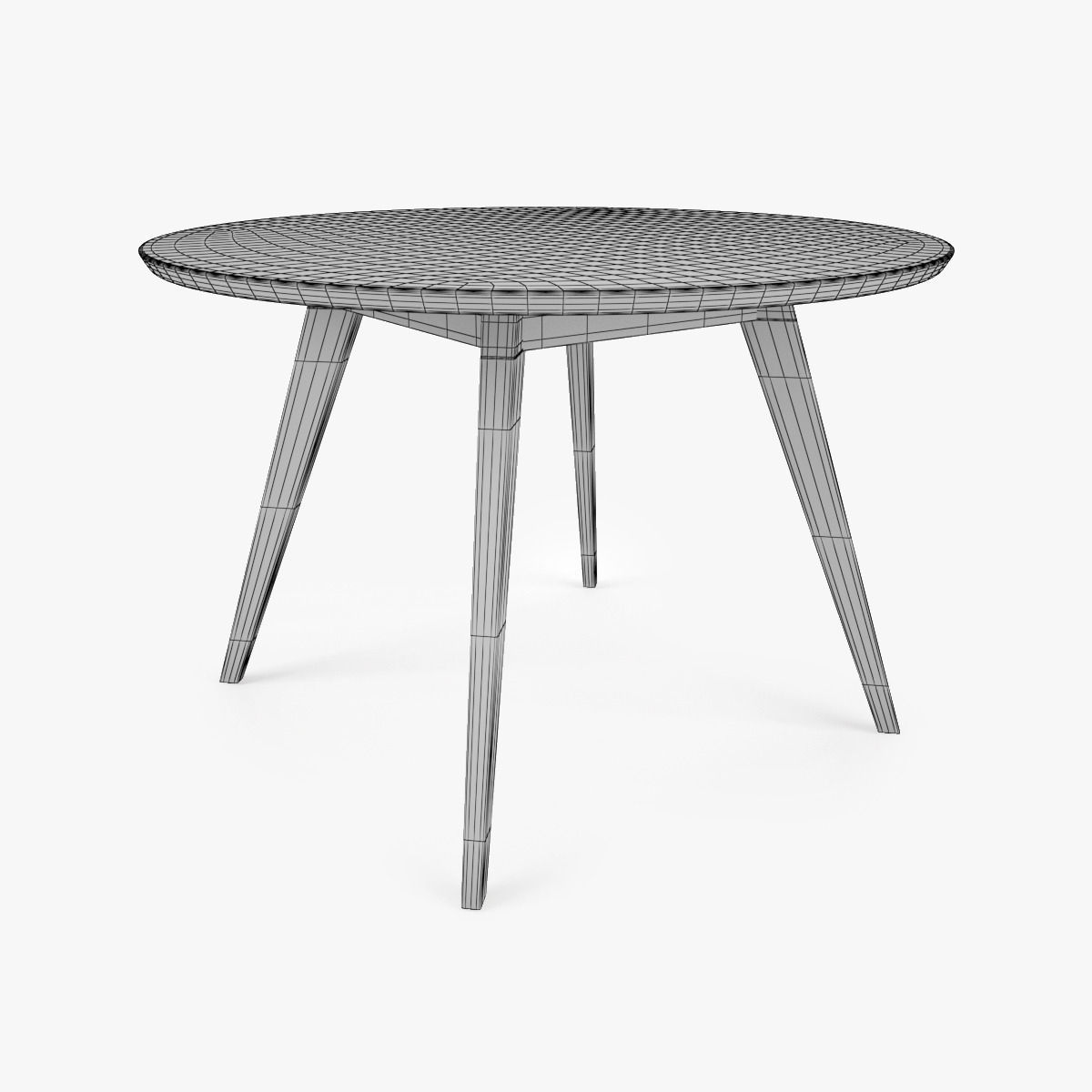 Knoll Straight Chair and Risom Dining Table 3D model_13