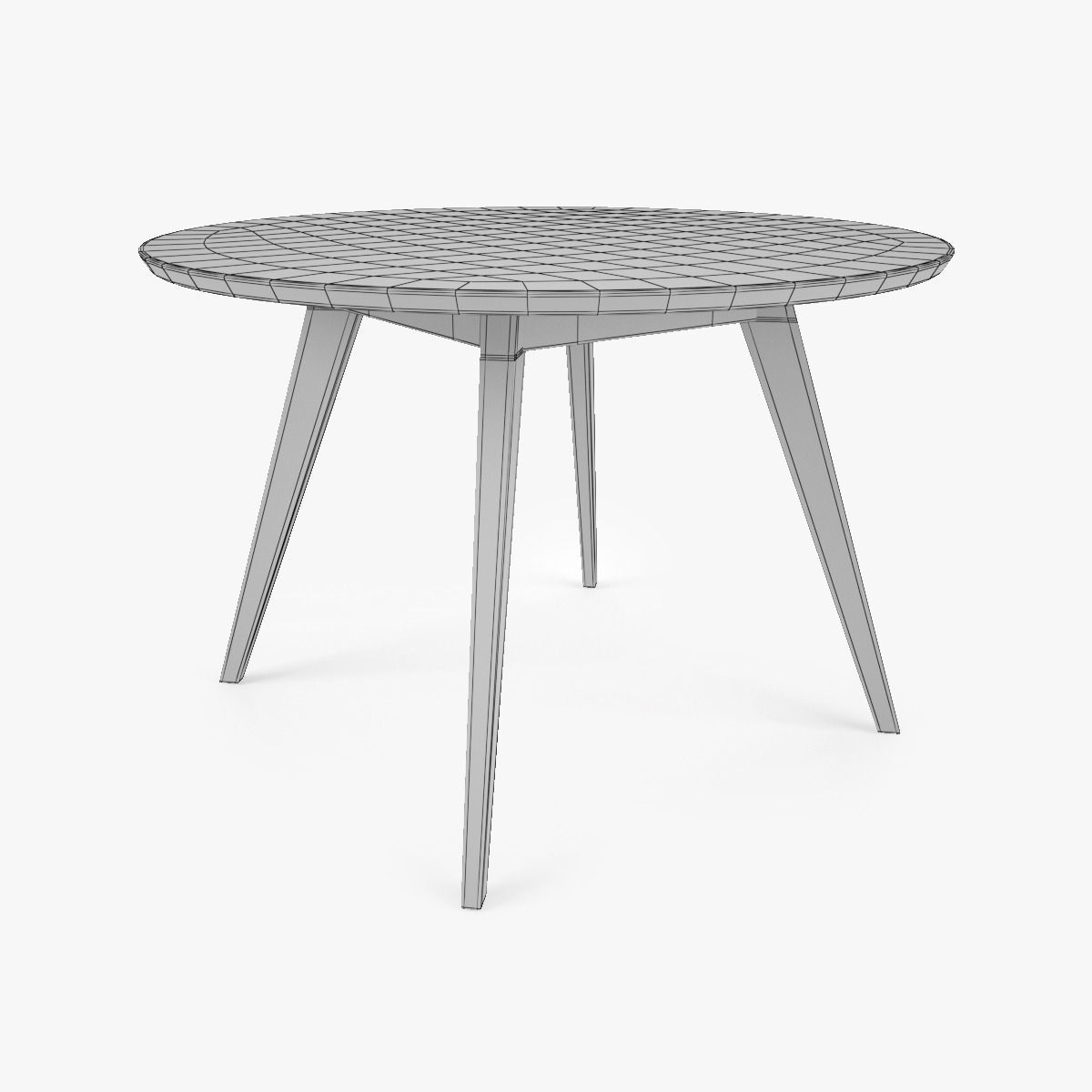 Knoll Straight Chair and Risom Dining Table 3D model_12