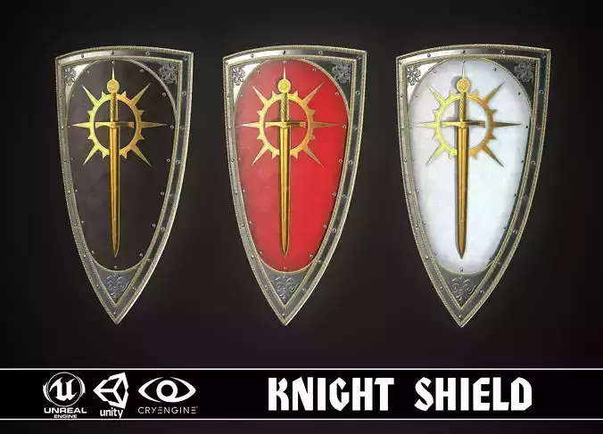 Knight Shield 07 Low-poly 3D model