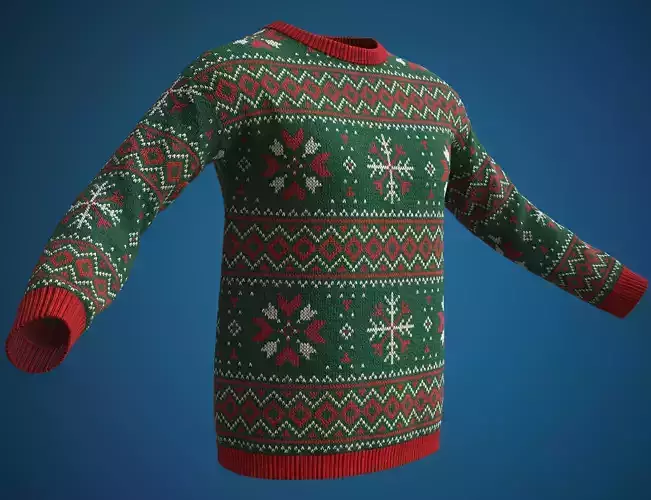 Christmas sweater green Low-poly 3D model