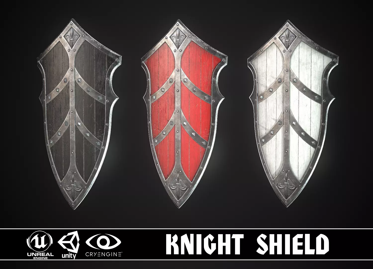 Knight Shield 10 Low-poly 3D model_0