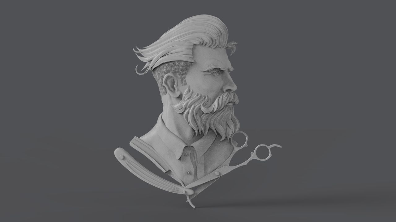 Hairdresser Emblem 3D print model_6
