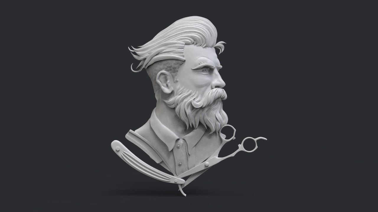 Hairdresser Emblem 3D print model_1