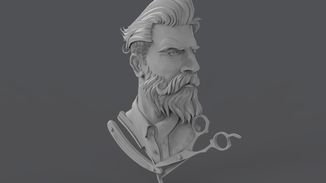 Hairdresser Emblem 3D print model_4