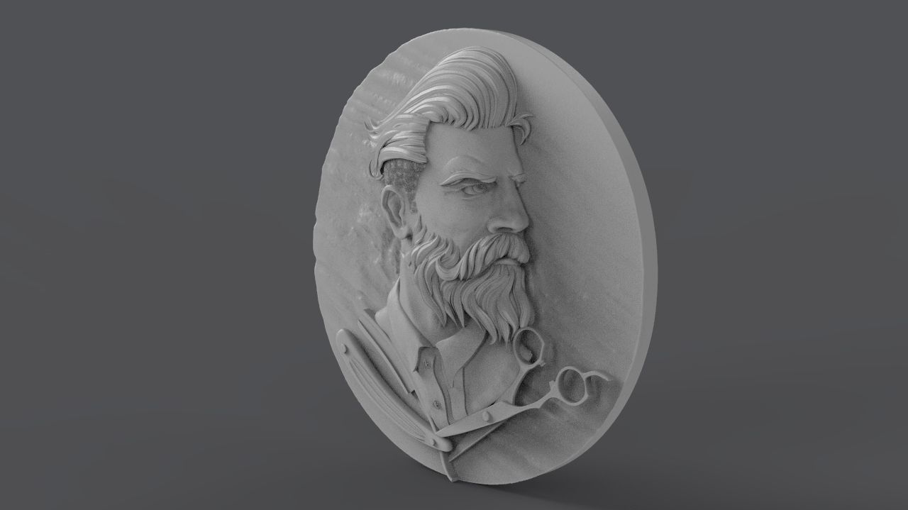 Hairdresser Emblem 3D print model_5