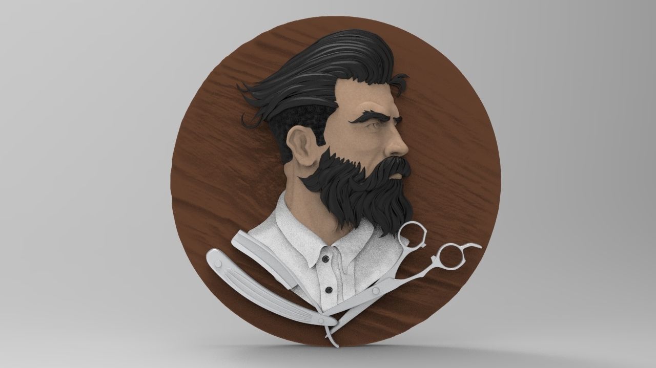 Hairdresser Emblem 3D print model_7