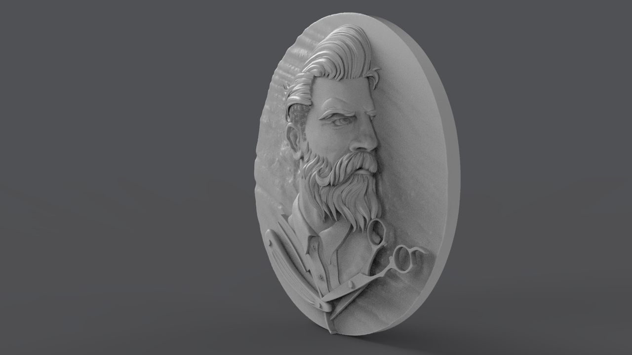 Hairdresser Emblem 3D print model_1