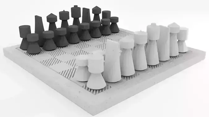 BALBEK Concrete Chess Modern Style - 3ds Max Decor