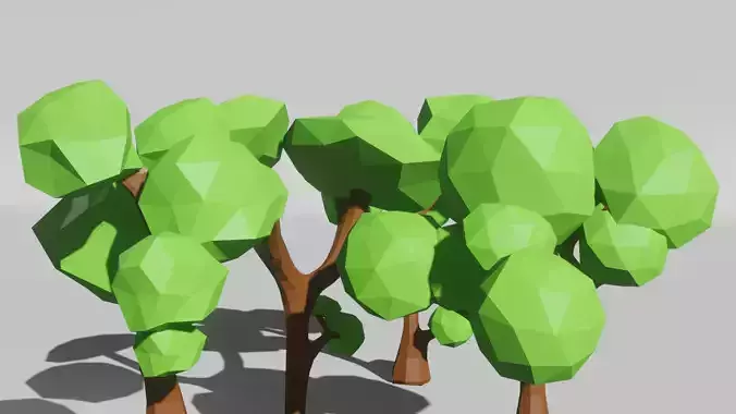 low poly tree set of trees