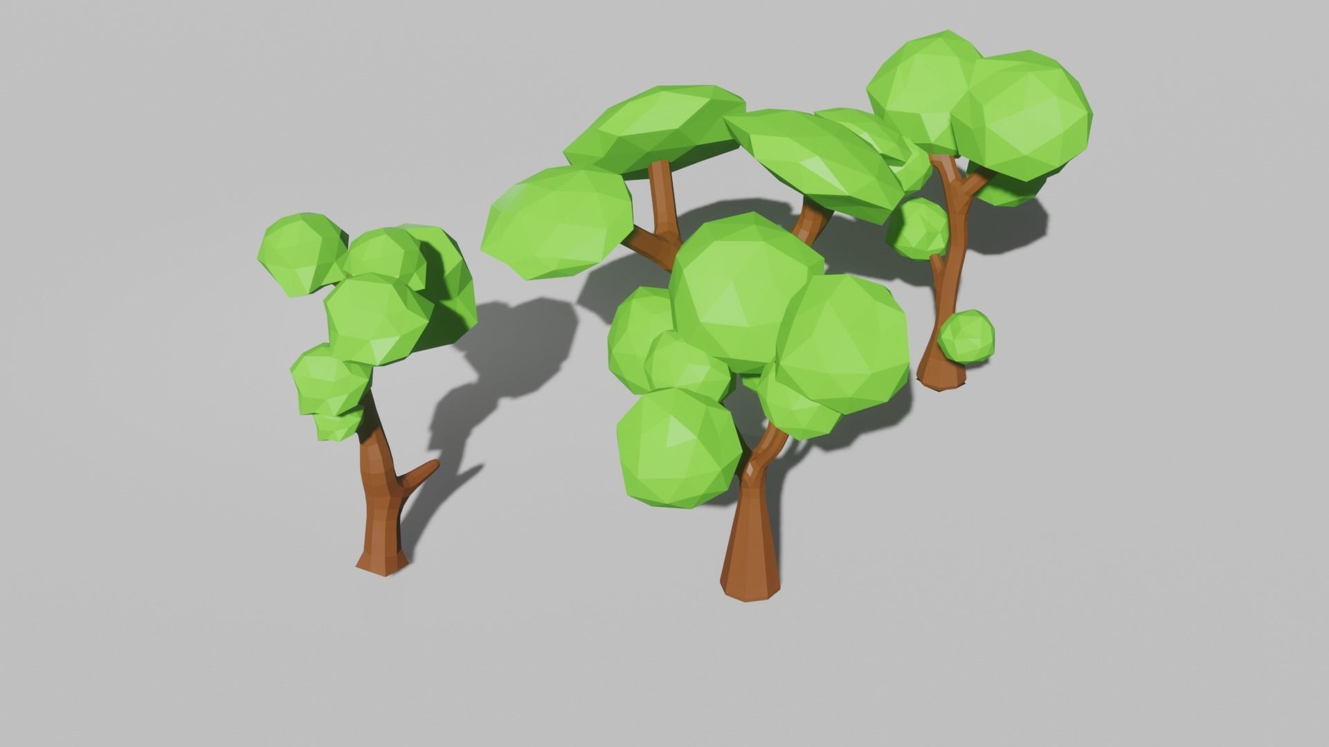 low poly tree set of trees Low-poly 3D model_2
