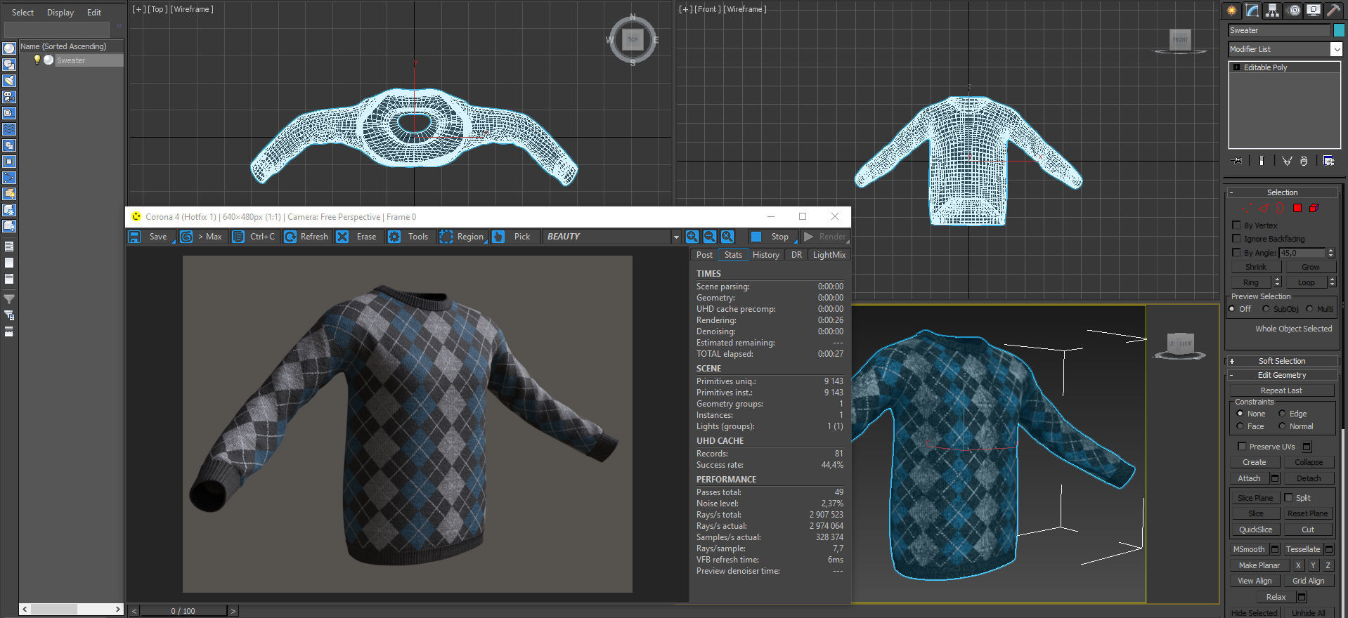Sweater argyle Low-poly 3D model_23