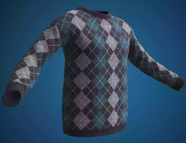 Sweater argyle Low-poly 3D model