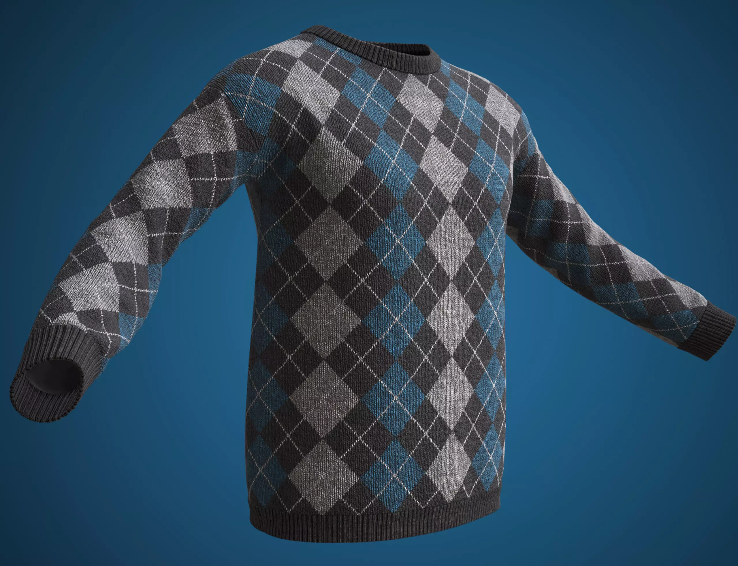 Sweater argyle Low-poly 3D model_0