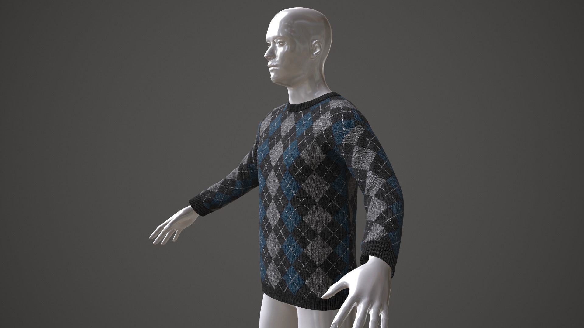 Sweater argyle Low-poly 3D model_13