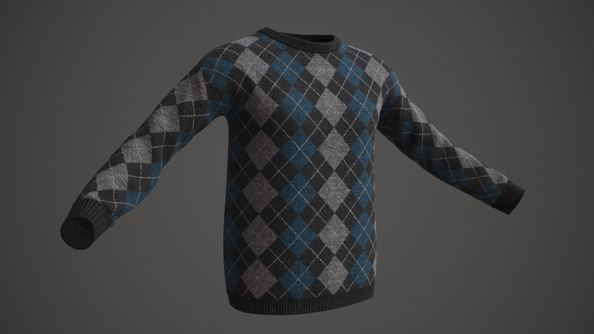 Sweater argyle Low-poly 3D model_2