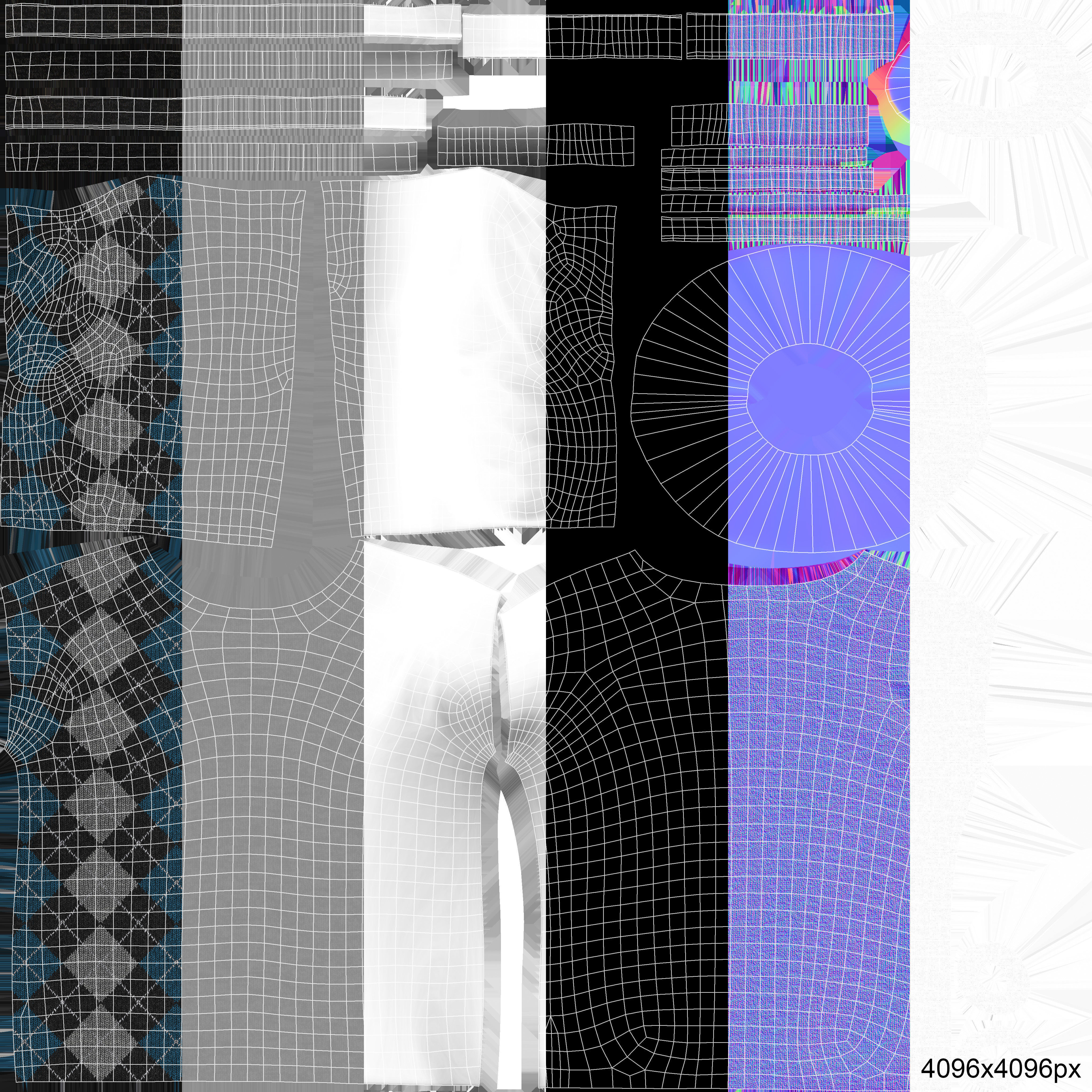 Sweater argyle Low-poly 3D model_24